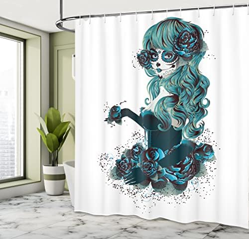 Day of the Dead Skull Shower Curtain Set Ambesonne 69x84 Modern