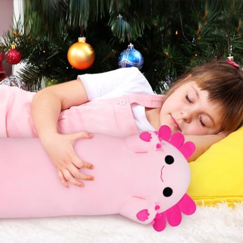 Axolotl Plush Toy - Cute Pink Long Plush Pillow for Kids and Adults