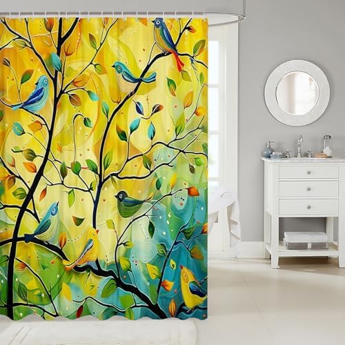 Stylish Tree of Life Shower Curtain Set 72x78 with 12 Hooks