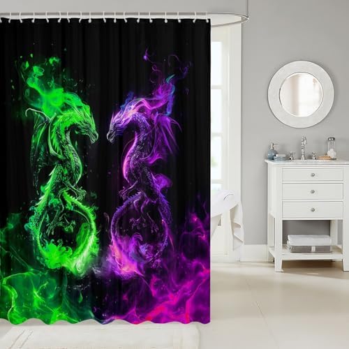 Stunning Western Dragon Shower Curtain for Kids Men and Recreation