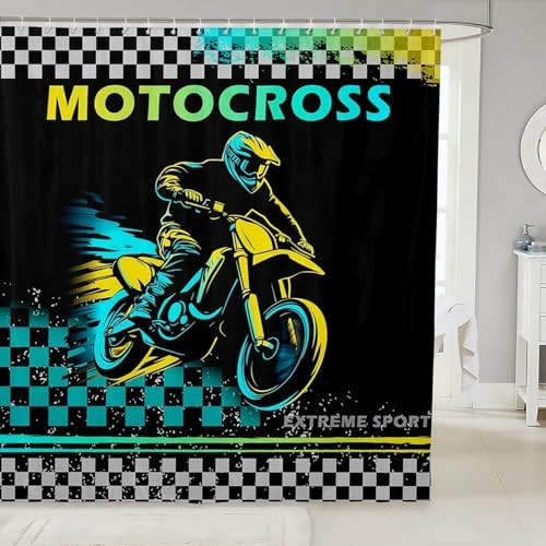 Racing Motorcycle Shower Curtain 72x78