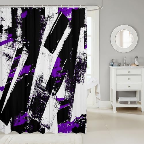 JeeJeloiu Fun Kids Bath Graffiti 72x84 Purple White Bath Curtain