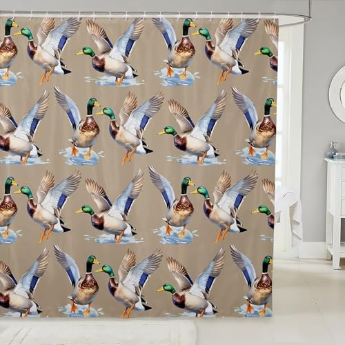 Waterproof 100 Polyester Duck Shower Curtain 72x84 Green hunting bathroom accessory