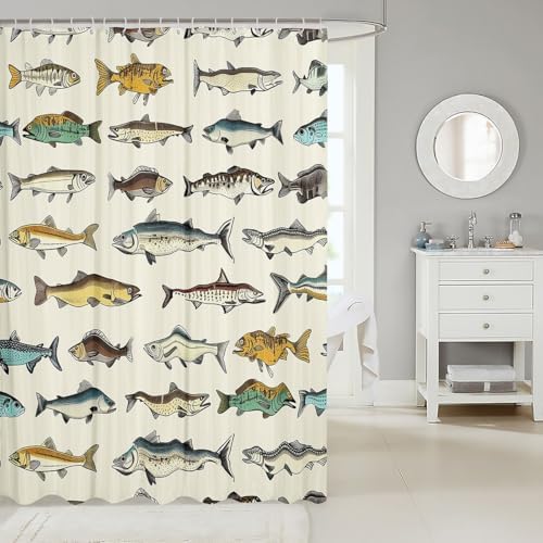 jejeloiu 72x84 Fish Shower Curtain