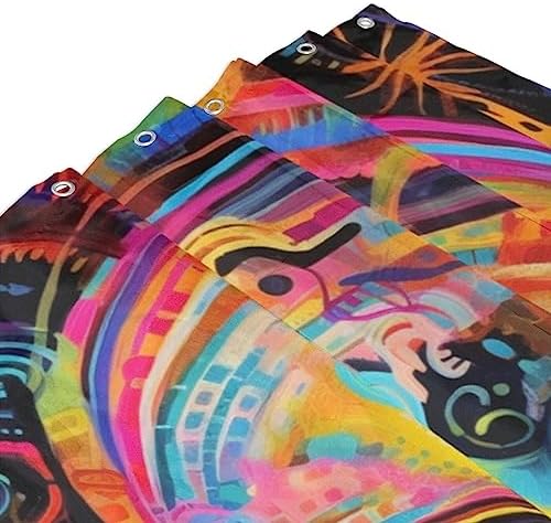 Abstract Girl Shower Curtain Set with 12 Hooks 72x72in