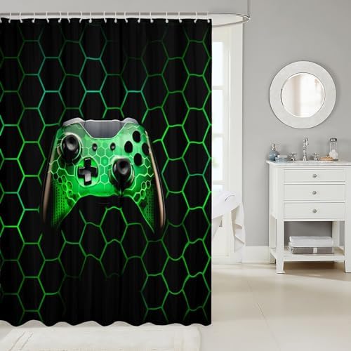 Stylish Geometric Honeycomb Gamepad - High-Quality Waterproof Bathroom Curtains