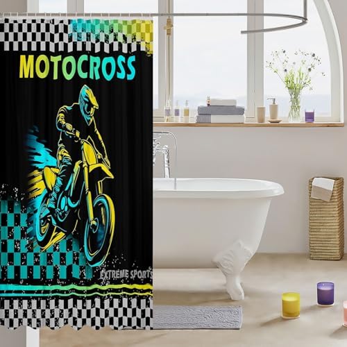 Racing Motorcycle Shower Curtain 72x78