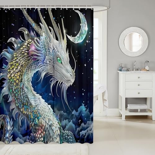 Feelyou Dragon 72 shower curtain boys set in white