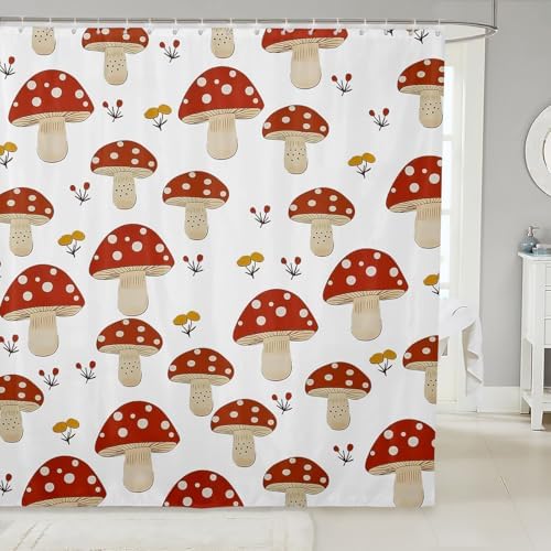Feelyous unique mushroom shower curtain for 72x72cm bathroom Waterproof and machine washable