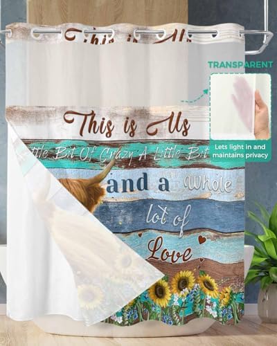 Stylish Farmhouse Shower Curtain Rustic 72x78 Water Resistant No Hook