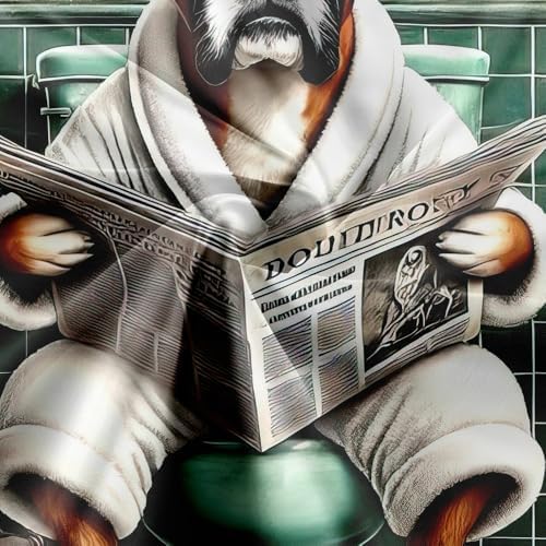 JAWO Funny Dog Bathroom Curtain Set 12 Hooks Washable 72x84 Poly