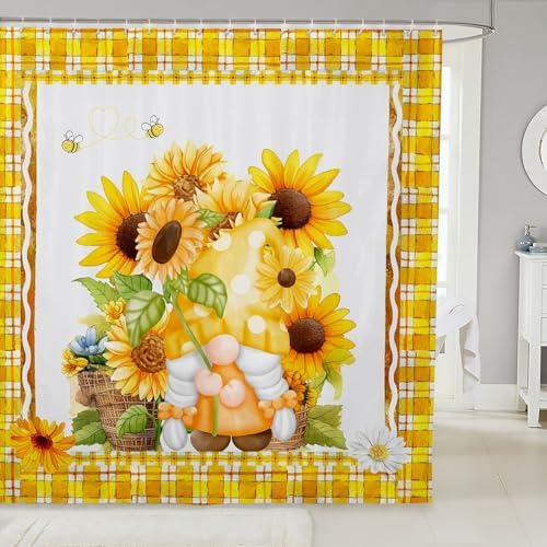 Sunflower Gnome Shower Curtain Set