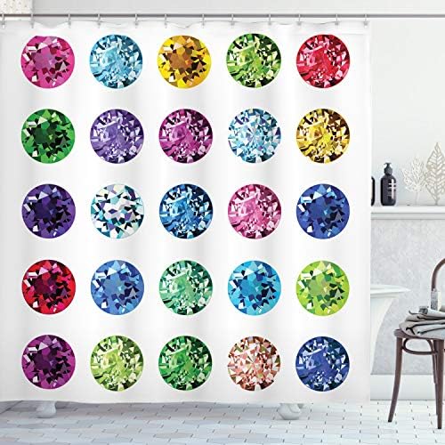 Ambesonne Diamond Shower Curtain - Bold Design Purple Emerald