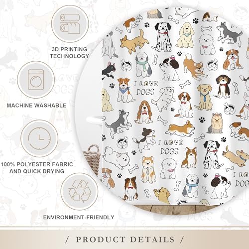 Glawry Dog shower curtain Cute Funny for Bath