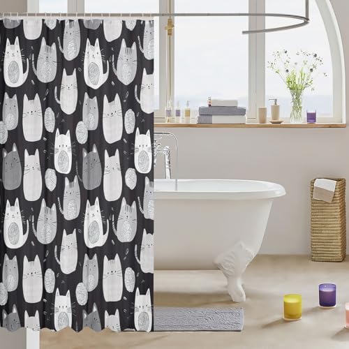 Feelyou Kawaii Cat 72x72 Shower Curtain Set