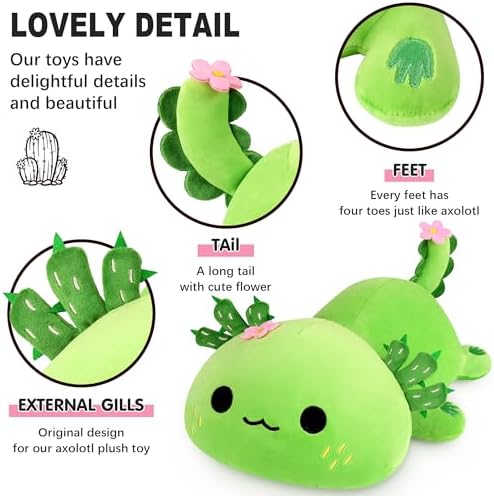 Onsoyours Axolotl Cactus Plush Pillow 19 Inch 1
