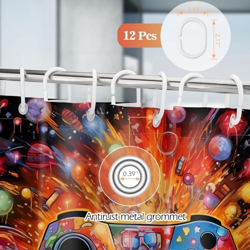 Aimego Gaming Shower Curtain Set with 12 Hooks 1