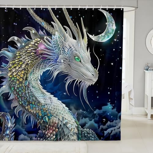 Feelyou Dragon 72 shower curtain boys set in white