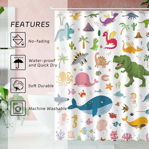 Kids Bathroom Ocean Shower Curtain Set