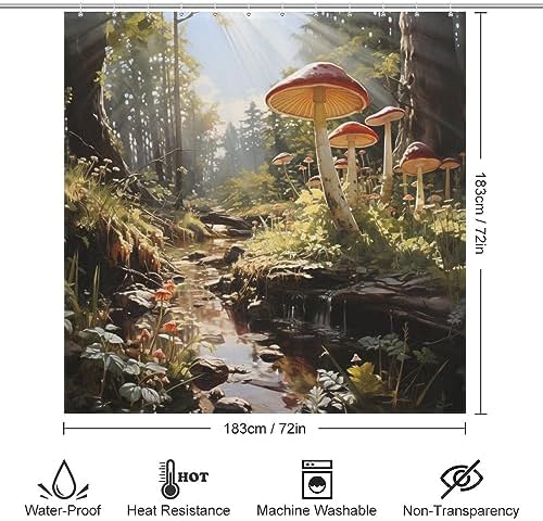 Trippy Red Mushroom Shower Curtain Set of 1