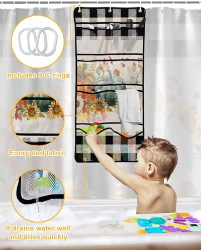 Luxurious Mesh Shower Organizer with 10 Pockets and Waterproof Fabric