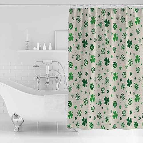 St Patricks Day shamrock waterproof shower curtain set