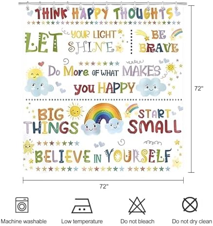 Rainbow Kids Inspirational Quotes Shower Curtain