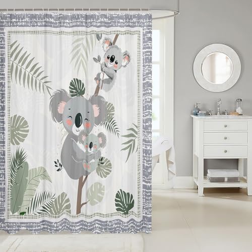Cute Koala Kids Shower Curtains with Hooks