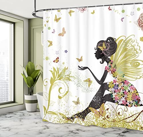 Ambesonne Fantasy Shower Curtain Surreal Garden Butterflies Print