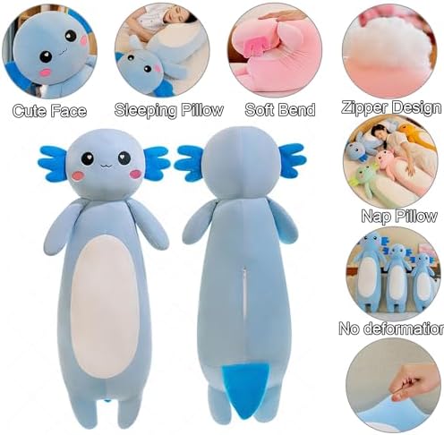 Long Axolotl Plush Pillow - Blue