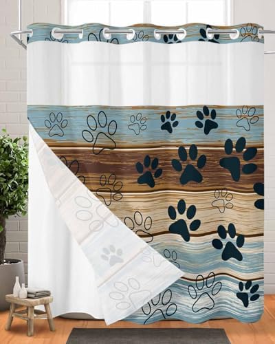 No-Hook Bathroom Shower Curtain
