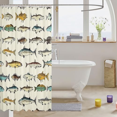 jejeloiu 72x84 Fish Shower Curtain