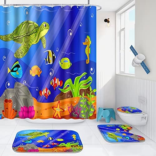 Poedist 4Pcs Bathroom Set Under The Sea Design