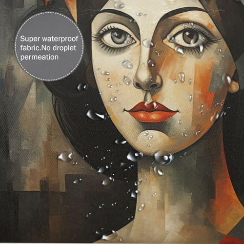 DAOWANGZUO Abstract Girl Shower Curtain Set