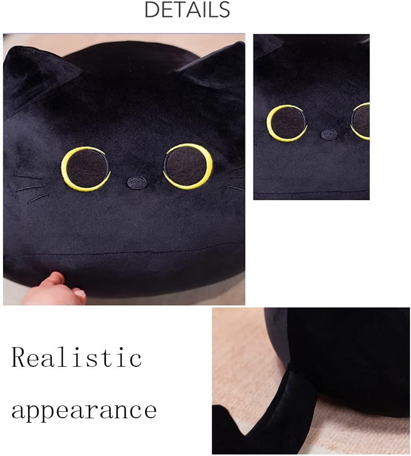 Black Cat Plush Pillow Toy Soft Stuffed Animal for Kids Baby Girls