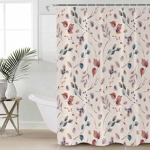 Picpeak 54x78-inch Autumn-Pattern Waterproof Shower Curtain Set with 12 Hooks