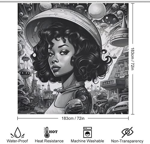 TIYAANDSY Black Girl Hats Shower Curtain Set 72x72in