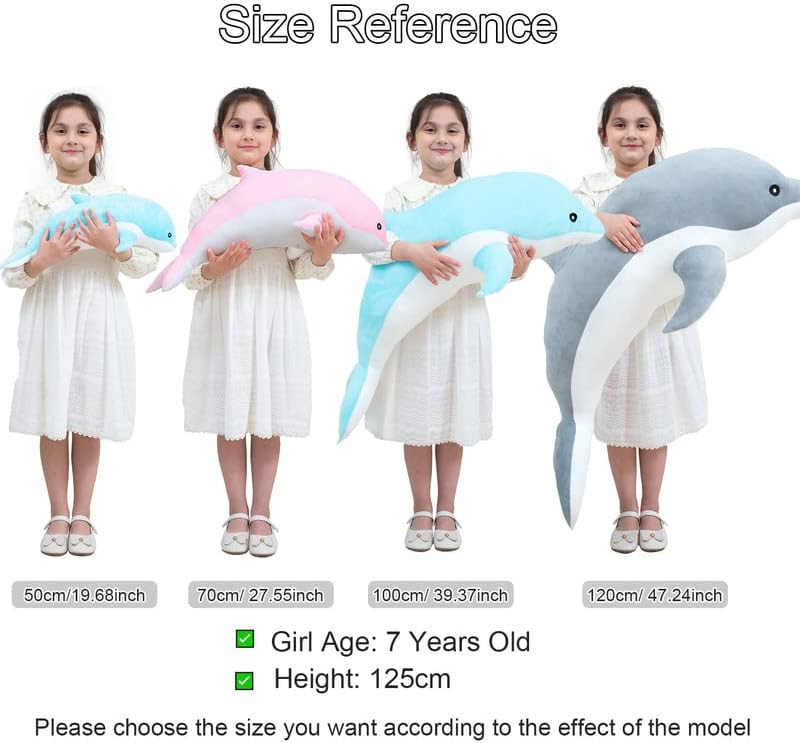 Giant Dolphin Plush Pillow for Kids