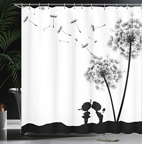 Durable and Unique Spring theme Ambesonne black and white shower curtain set
