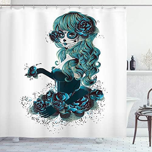 Day of the Dead Skull Shower Curtain Set Ambesonne 69x84 Modern