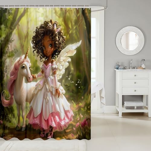 Castle Fairy Magical Unicorn Shower Curtain Set 72x72