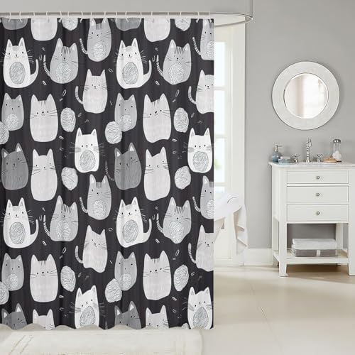 Feelyou Kawaii Cat 72x72 Shower Curtain Set