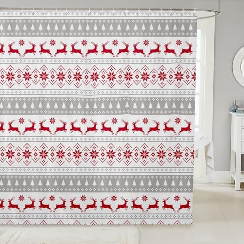 Feelyou Christmas Deer Shower Curtain Set - 72x78-Inch waterproof