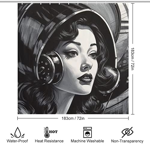 High-Quality Retro Shower Curtain Set - Waterproof with HD Printing