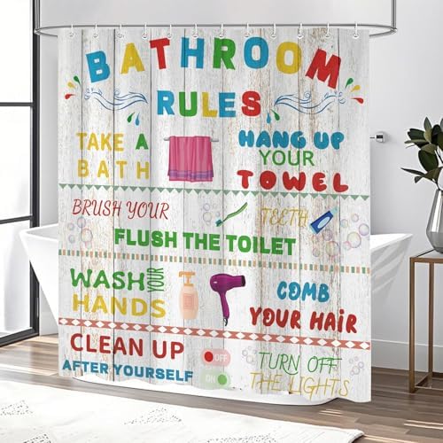 Kids Shower Curtain with 12 Hooks 72x72 Inches