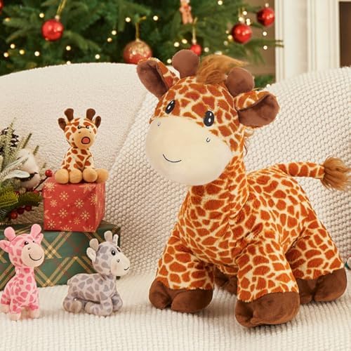 18in Tezituor Giraffe Stuffed Animal with 3 Cute Babies