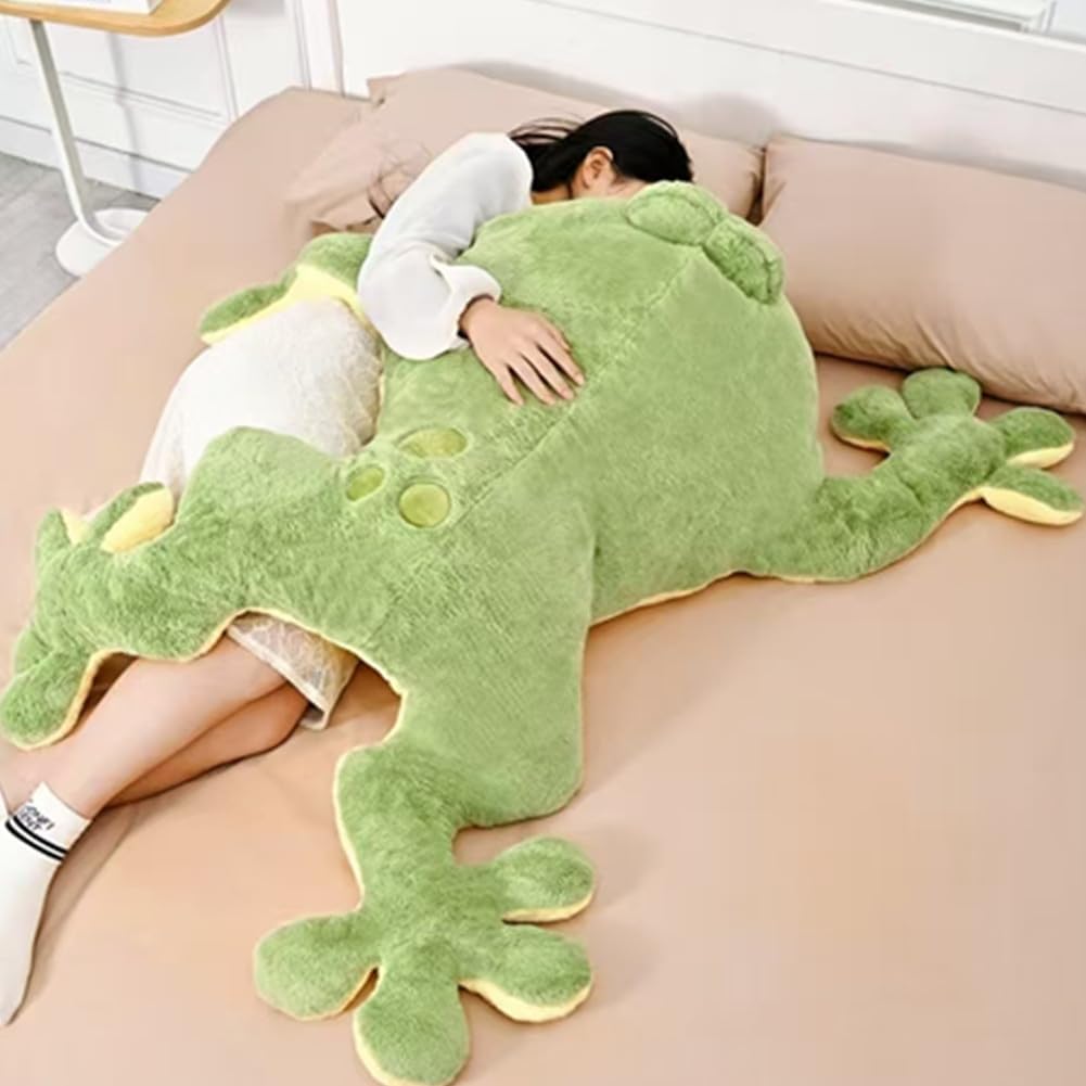 Large Green Giant Plush Frog Hugging Pillow Toy