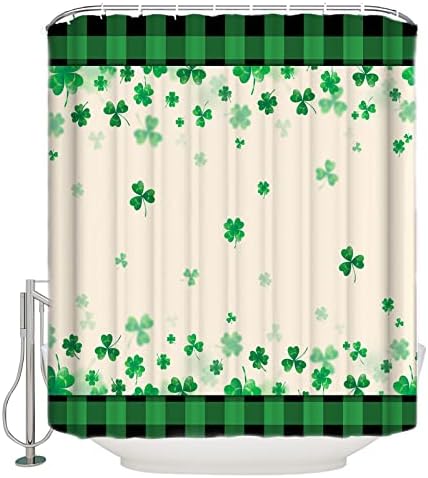 TocaHome Waterproof Shamrock Plaid Shower curtain Set