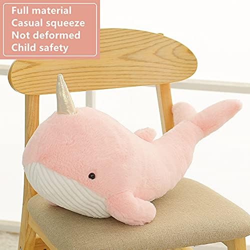 Tezituor 24 Inch Pink Narwhal Plush Pillow