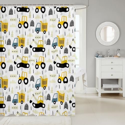 Feelyou Excavator Car Shower Curtain Fun Bath Experience